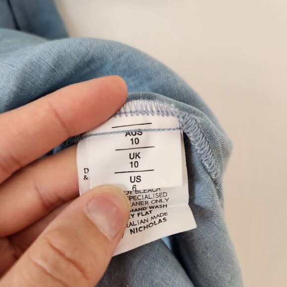 N/Nicholas Blue Chambray Dress Lighweight Boho Western Rodeo Women's 6 - Picture 9 of 10